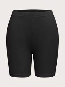 SHEIN Unity 3 piezas Shorts biker unicolor tejido de canalé - Multicolor - Ver 3