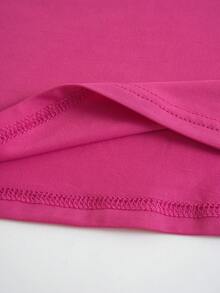 SHEIN LUNE Cut Out Front Crop Tee - Hot Pink - View 4