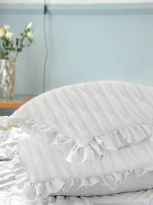 1pc Ruffle Decor Pillowcase Without Filler, Modern Polyester Bed Pillow Case For Home - White - View 5
