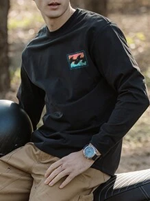Men Graphic Drop Shoulder Tee - Black - View 4