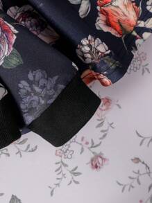 Baby Girl Floral Print Sweatshirt & Skirt - Black - View 4