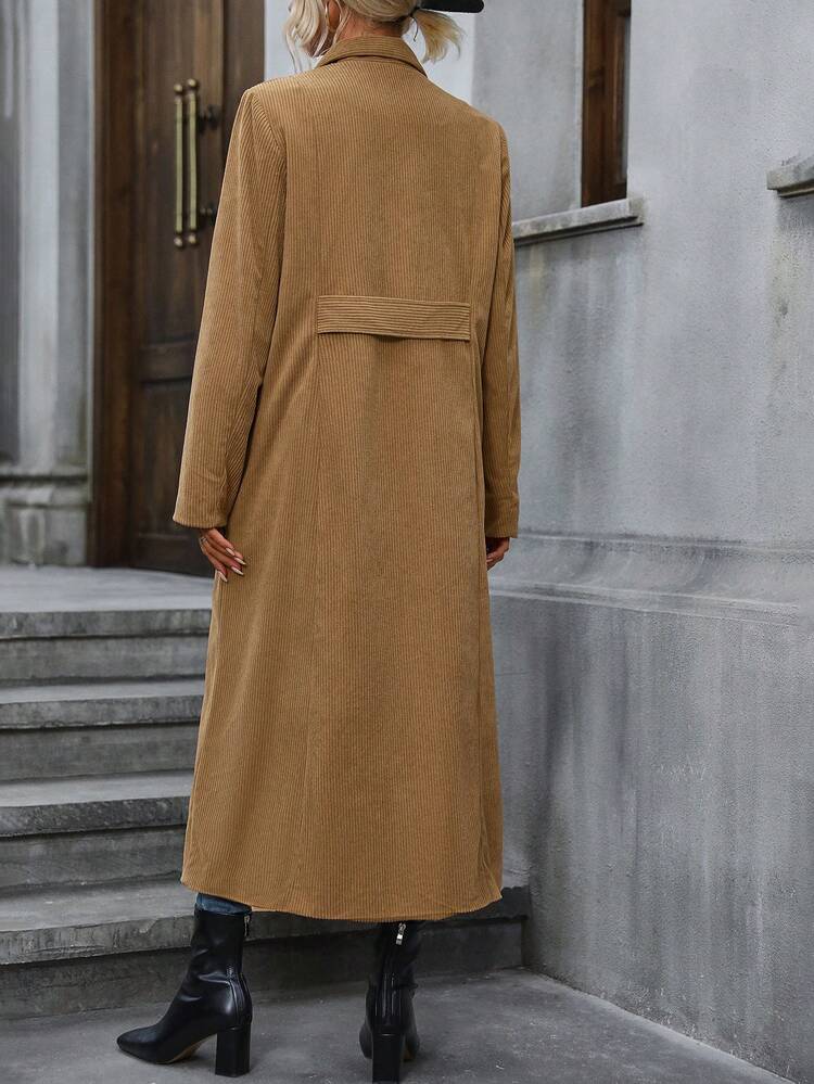 Lapel Neck Double Breasted Flap Detail Coat