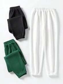 SHEIN Unity Bộ 3 quần jogger lót nhiệt màu trơn đơn giản dành cho nữ, đa năng cho việc đi lại hàng ngày, mùa thu/đông - Nhiều màu - Xem 2