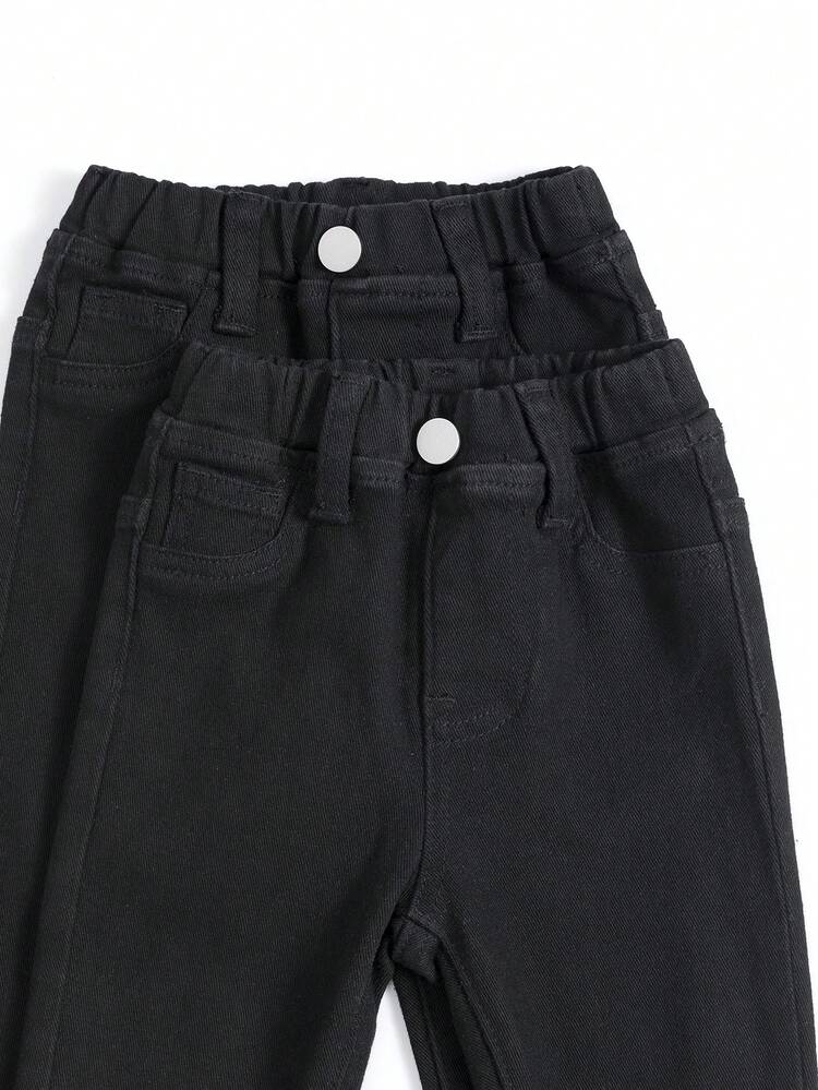 Baby Girl 2pcs Solid Single Button Jeans
