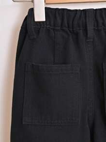 Young Girl Solid Wide Leg Jeans - Black - View 5