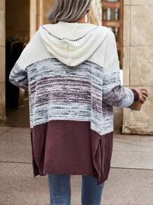 Chiquease Space Dye Drop Shoulder Hooded Duster Cardigan - Multicolor - View 2