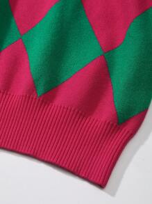 SHEIN EZwear Women Sweaters Geometris Casual - Hot Pink - View 5