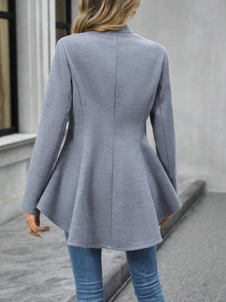 Button Front High Low Hem Overcoat