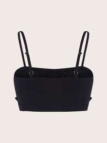 SHEIN ICON 字母拼貼細節短款吊帶上衣 - 黑色 - 查看 2