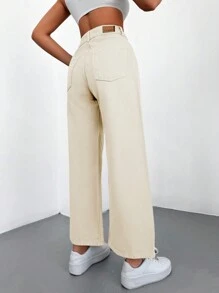 EURMUSE 休闲纯色阔腿牛仔裤
