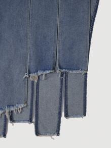 SHEIN ICON Raw Hem Váy Denim - Rửa nhẹ - Xem 3