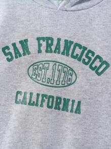 SHEIN 女小童字母圖案連帽衫和運動褲和格紋印花絨毛外套