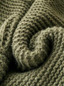 Calvaya Áo len cardigan thiết kế thường ngày màu trơn cỡ lớn - xanh quân đội - Xem 4