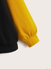 SHEIN EZwear 加大码字母图案撞色落肩卫衣 - 彩色 - 查看 3