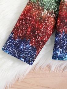 SHEIN Young Girl Colorblock Hoodie & Flare Leg Pants - Multicolor - View 4