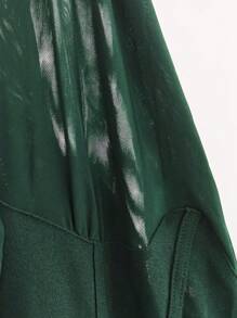 SHEIN SXY One Shoulder Gigot Sleeve Wide Leg Jumpsuit - Dark Green - View 3