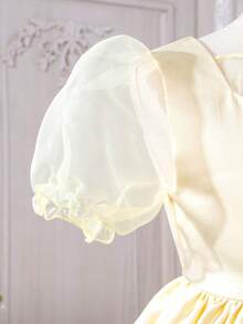 SHEIN 女小童泡泡袖雙排釦洋裝