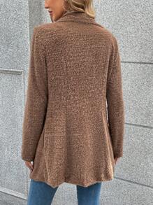 SHEIN LUNE 大翻領開門襟絨毛外套 - 灰色 - 查看 2