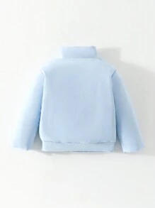 Baby Girl Solid Zip Up Jacket With Scarf - Baby Blue - View 2
