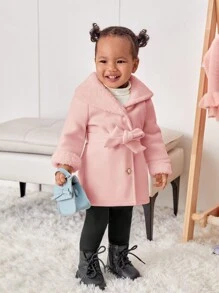 SHEIN 女嬰羊絨領口腰帶外套 - 粉色 - 查看 5