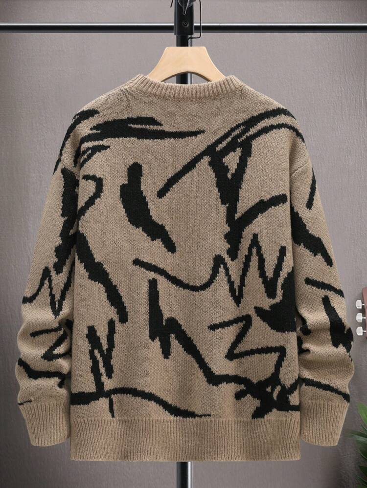 Men Graphic Pattern Drop Shoulder Sweater, Men Sweaters, Men Knitwear, Men Knit Sweater, Men Jumper, Men Pullover