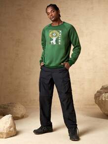 In My Nature 男士標語圖案插肩袖戶外連帽衫 - 軍綠色 - 查看 4