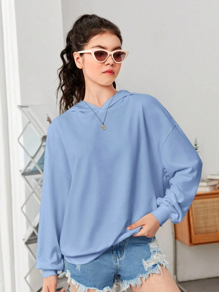 Teen Girl Slogan Graphic Drop Shoulder Sweatshirt