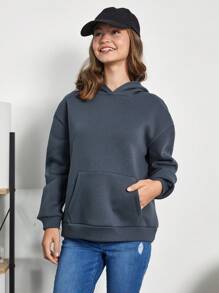 RueChic Teen Girl Star Print Drop Shoulder Hoodie - Grey - View 5