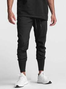 Gym Rark Men Drawstring Waist Sports Pants Sweat Pants - Black - View 4