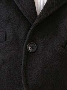 Baby Boy Shawl Collar Single Button Coat Without Sweater - Black - View 6