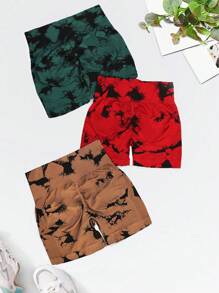 Easithlete 3 piezas Shorts deportivos de tie dye - Multicolor - Ver 1
