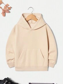 RueChic Tween Boy Japanese Letter & Wave Graphic Hoodie - Apricot - View 2