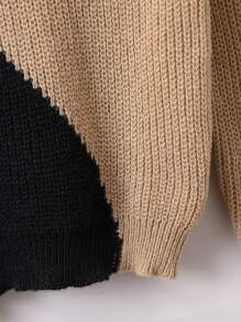 Teen Girl Two Tone Drop Shoulder Sweater - Multicolor - View 5