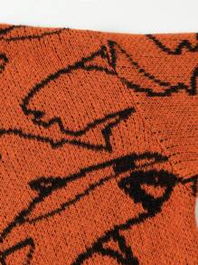 Manfinity Hypemode Hombres Jersey con patrón de tiburón de hombros caídos - Naranja - Ver 6