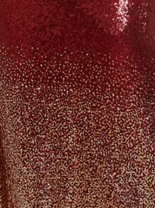 SHEIN Belle Burgundy Red Plus Plunging Neck Sequin Dress - Burgundy - View 5