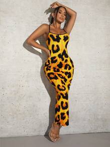 SHEIN SXY Leopard Print Cami Bodycon Dress Birthday Outfit Spring Women Clothes - Multicolor - View 5