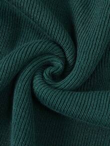 Manfinity 男士素色插肩袖條紋針織套頭毛衣 - 軍綠色 - 查看 6