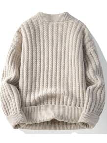 Hombres Jersey unicolor tejido de canalé