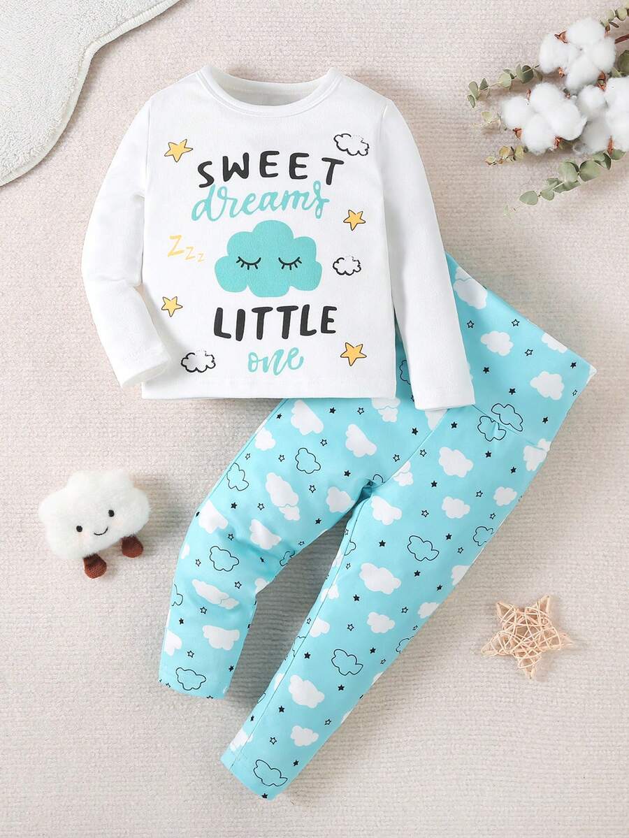 Đứa bé gái Đồ họa hoạt hình và khẩu hiệu Vừa Khít Bộ PJ - Nhiều màu - Xem 1