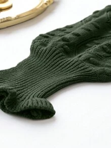 Calvaya Suéter de punto con mangas acampanadas y hombros caídos, suéter de punto de invierno y otoño - Verde Oscuro - Ver 3