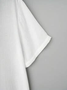 Men Solid Lapel Neck Shirt & Shorts - White - View 5