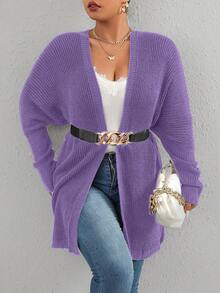 SHEIN Franclia Plus Size Batwing Sleeve Cardigan - Purple - View 6