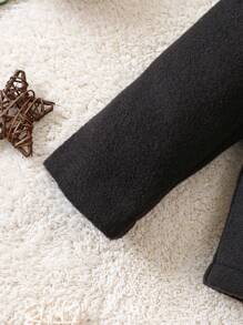 Baby Boy Shawl Collar Single Button Coat Without Sweater - Black - View 5