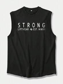 Manfinity Homme Men Slogan Graphic Tank Top - Black - View 3