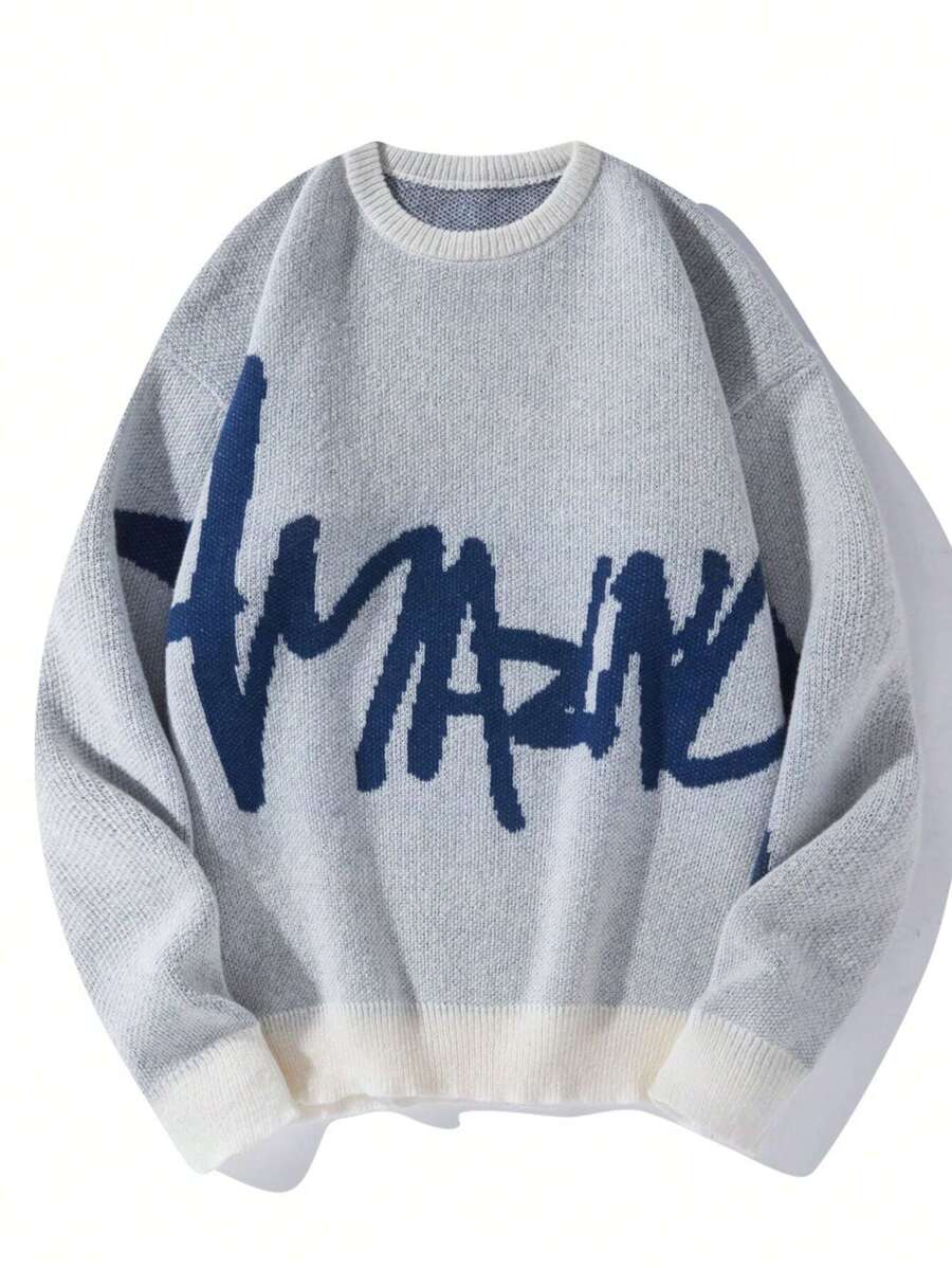 Manfinity Hypemode Men Letter Pattern Drop Shoulder Sweater
