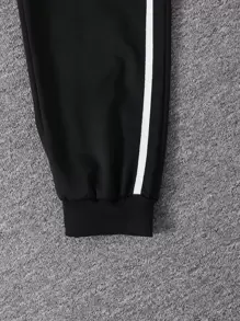 SHEIN Adolescent Garçon Football Imprimé Sweat-shirt & À Bande Contrastante Pantalon De Survêtement