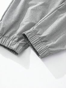Manfinity Homme Hombres Pantalones de cintura con cordón con bolsillo oblicuo - Gris - Ver 6