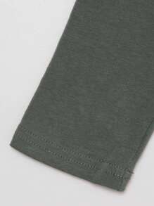 Teen Girl Solid Pocket Patched Asymmetrical Hem Tee - Grey - View 4