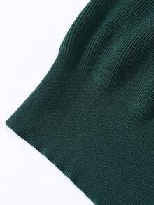 Manfinity 男士素色插肩袖條紋針織套頭毛衣 - 軍綠色 - 查看 5