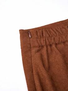 SHEIN LUNE 大碼紐扣細節傘狀燈芯絨半身裙